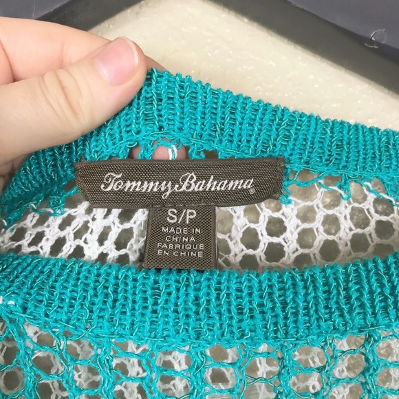Tommy Bahama Beale Ming Jade Bold Stripe Open Knit Pullover Size Small - Picture 6 of 9